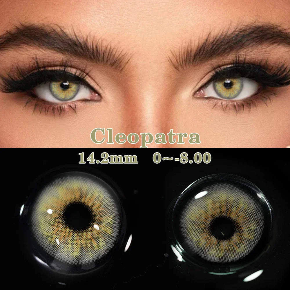 1Pair Colored Contact Lenses with Prescription Myopia Blue Lenses with Degree Gray Pupils Brown Lenses Fashion Yearly