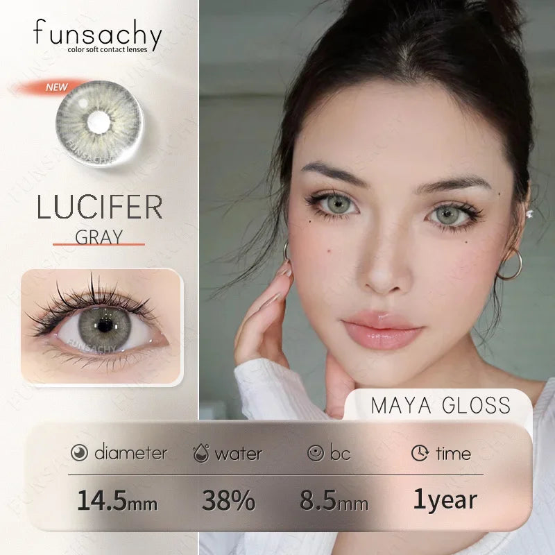 1Pair Natural Brown Contact Lenses for Eyes Colored Lenses Gray Pupils Big Eye Lenses Fashion Beauty Contacts Yearly