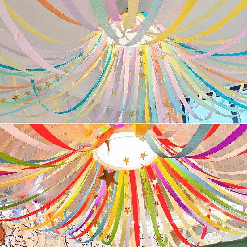 Crepe Paper Streamer Set Birthday Christmas Easter Home Party Hanging Decor Wedding Birthday Party Backdrop Colorful Paper Crepe