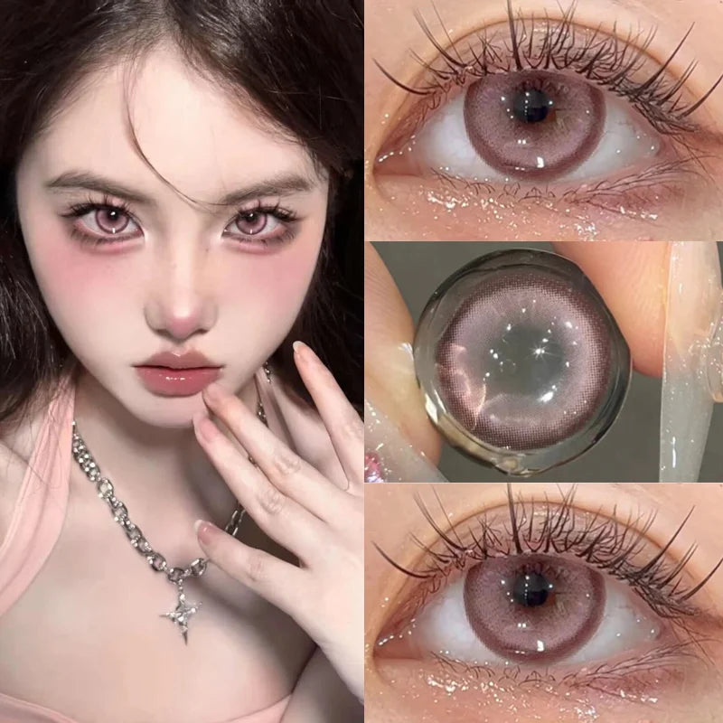 1 Pair Myopia Korean Lenses Natural Black Grey Contact Lenses Fashion Beauty Blue Pupils Cosmetics Hot Sellers Yearly