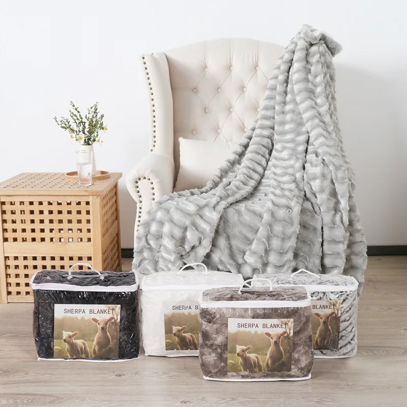 Solid Color Sherpa Lambskin Kids Sofa Couch Blanket Plaid Beach Bathing Wraps Hotel Restaurant Plaids Home Decor
