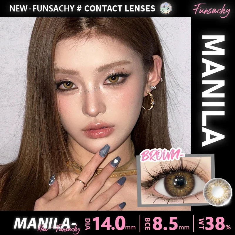 14.0mm Brown Colored Contacts Lens With Diopters Iris Gray Natural Contact Lens With Degree Yearly Softlen