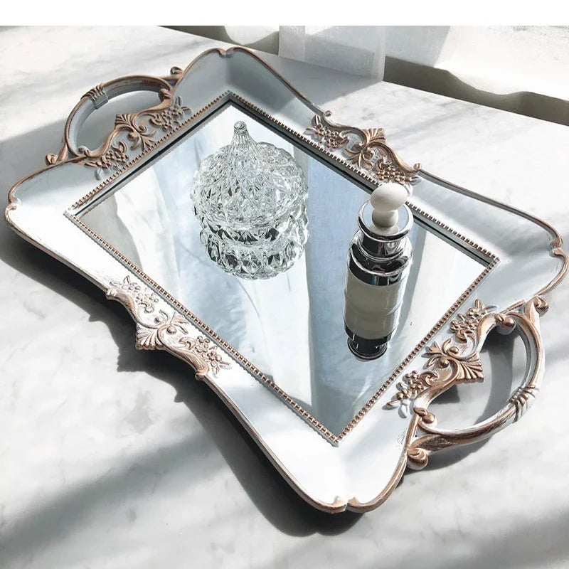Plastics Storage Trays Retro Cosmetics Jewelry Shelves Household Mirror Surface Bathroom Supplies Plates