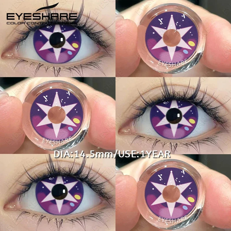 2pcs Cosplay Colored Contact Lenses Anime Cateye White Eye Lenses Halloween Red Makeup Lens Green Color Eyes Contact