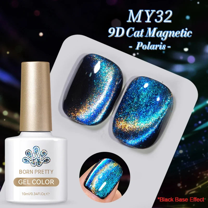 10ml Leopard Cat Magnetic Eye Gel Nail Polish Autumn Night Coffee Brown Glass Beads Soak Off UV LED Manicure Nail Ar