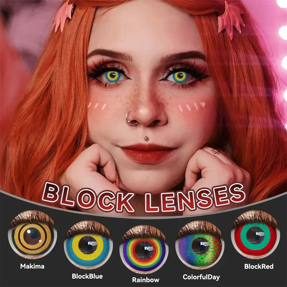 Eyes Color Contacts Colored Contact Lenses Lens Prescription Myopia Cosplay Anime 2Pcs 12 Months 1 Year Yearly Use