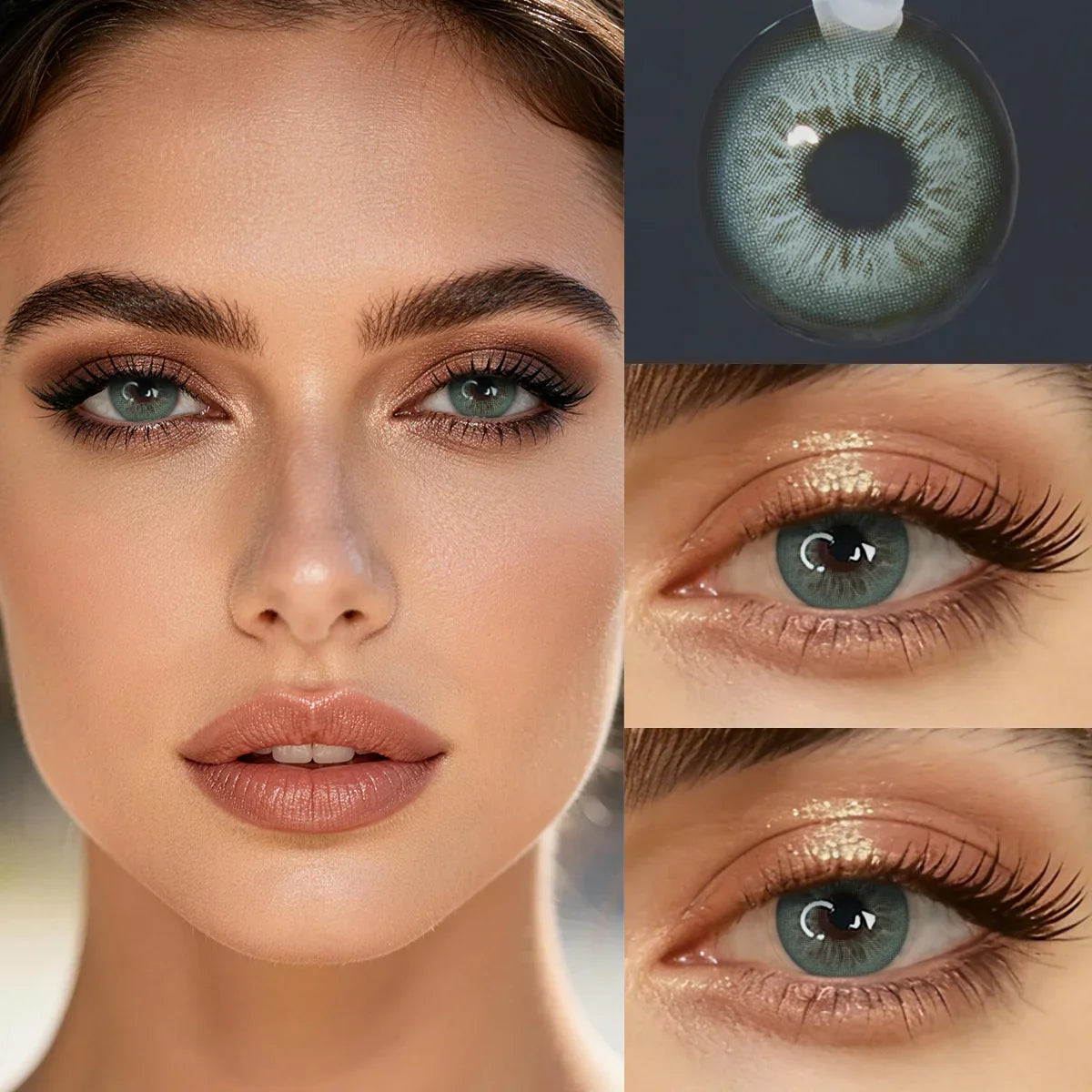 1 Pair Glacier Beauty Contact Lenses, Natural Blue Hazel Small Pupil Soft Lenses, 6-Month Wear for Eye Makeup & Daily
