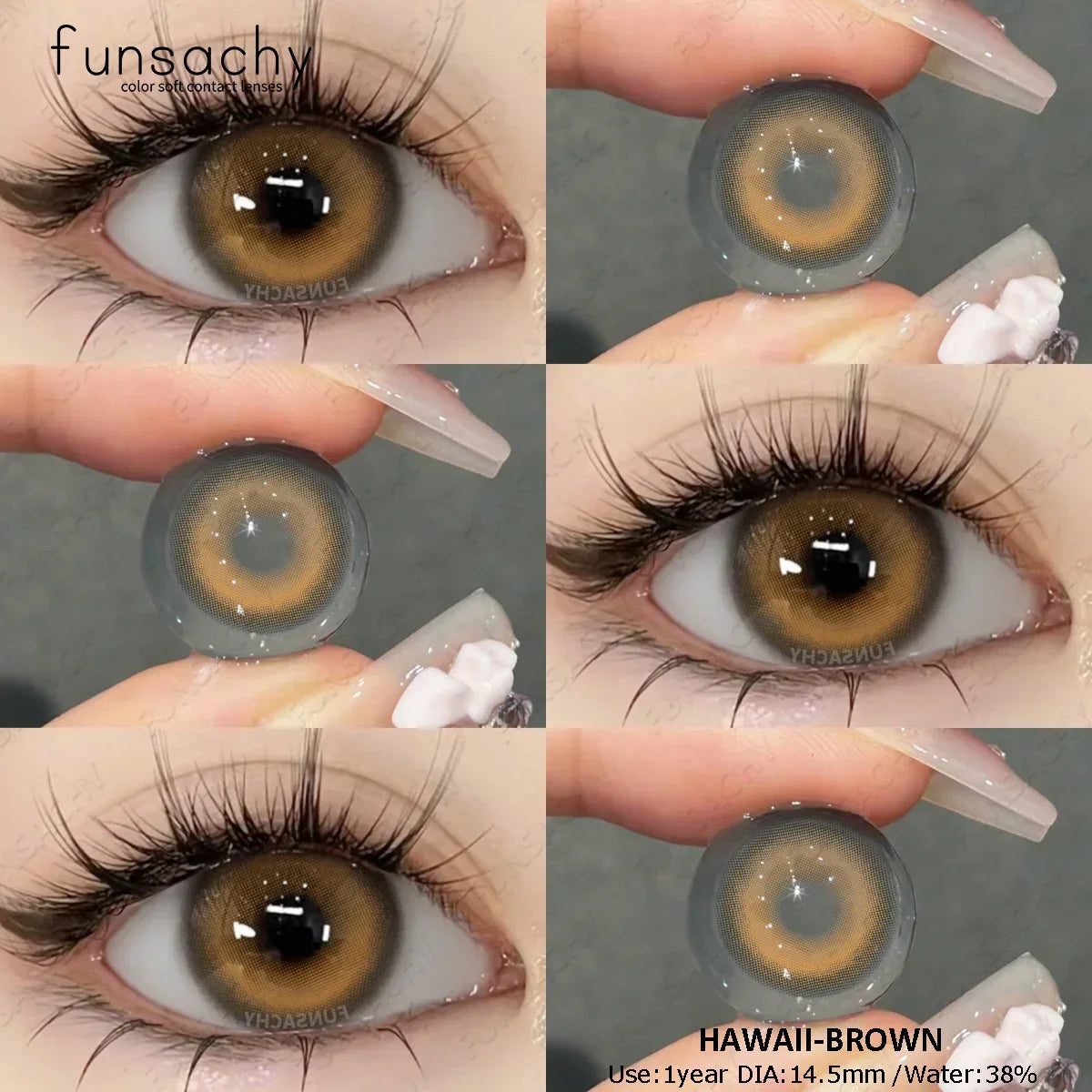 0~-8.00 Degree 1 Pair Myopia Colorcon Korean Lenses Color Prescription Contact Lenses Brown Natural Eye Contacts Lens