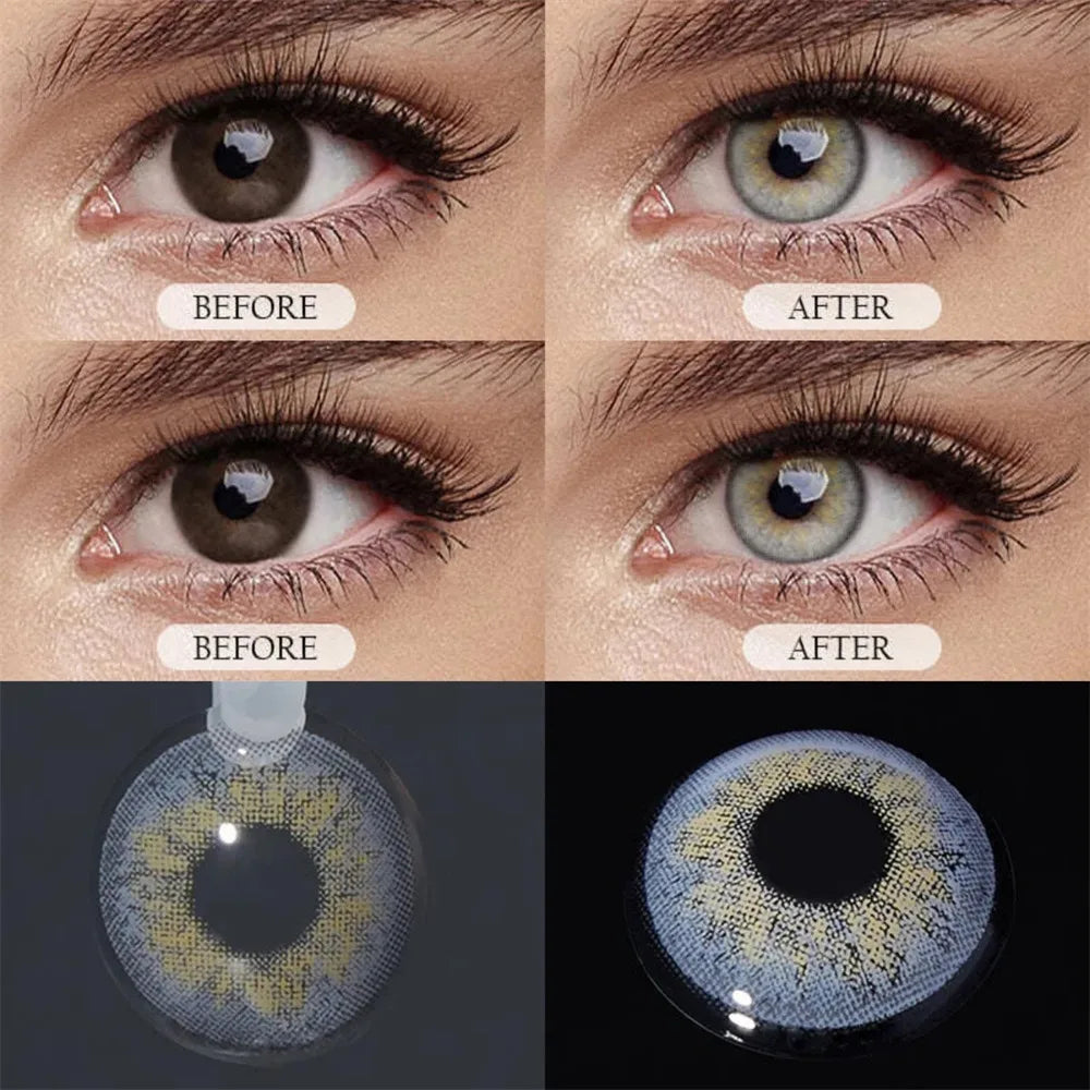 Eyes Color Contacts Colored Contact Lenses Lens Small Pupil Cosmetics Natural Grey Daily 14.0mm 2Pcs Half Year Use