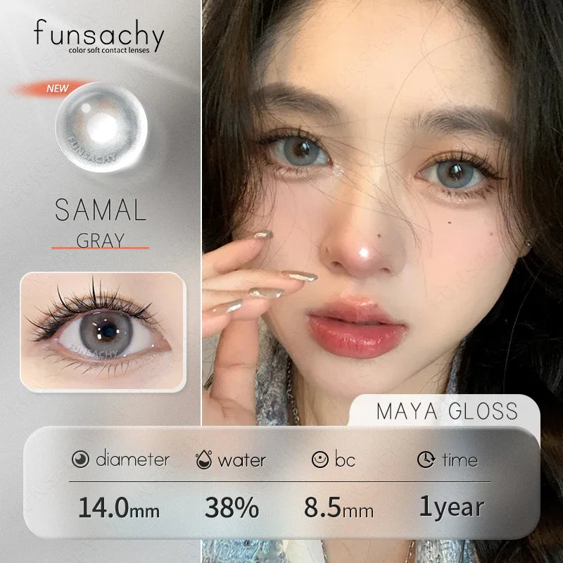 1Pair Natural Brown Contact Lenses for Eyes Colored Lenses Gray Pupils Big Eye Lenses Fashion Beauty Contacts Yearly