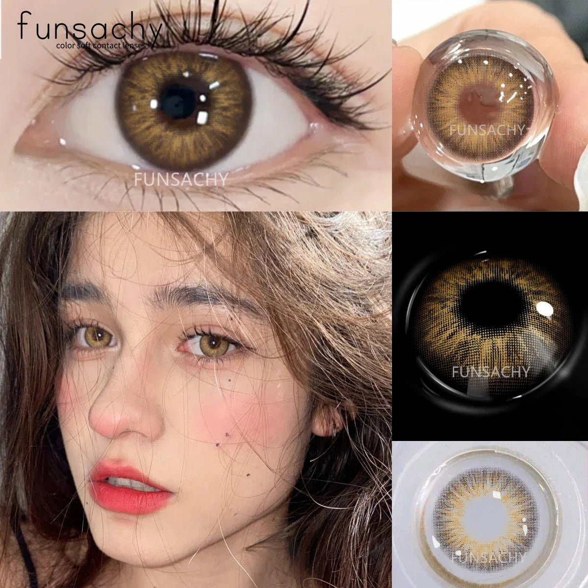 1 Pair Big Eyes Colored Contact Lenses Natural Brown Eyes Lens Gray Pupils Eyes Makeup Korean Style Contact Yearly Use
