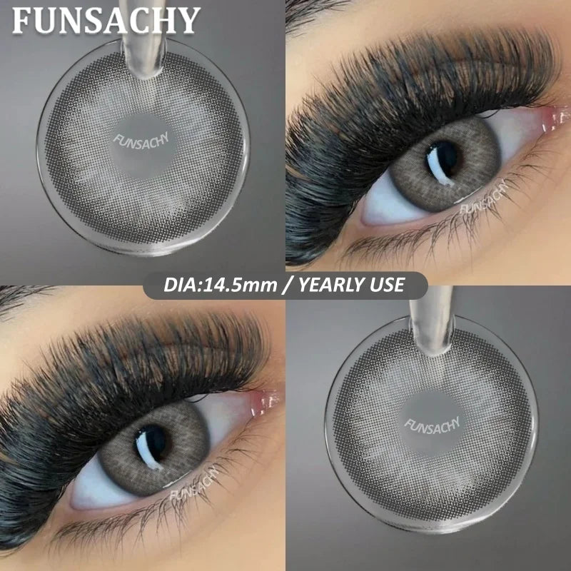 1 Pair New Colored Contact Lenses for Eyes Brown Graduated Fashion Gray Eyes Lenses Yearly Beauty Makeup Lens Women
