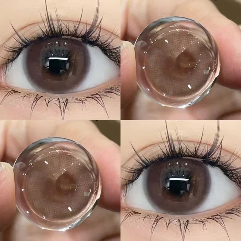 2pcs/Pair Color Contact Lenses with Degree Myopia Lenses Grey Lens Comestics Natural Eyes Lenses Beauty Pupils Yearly
