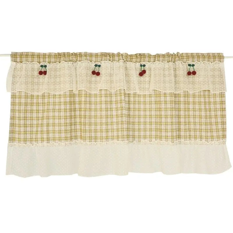 American Sweet Style Plaid Pattern lace Curtain Fabric Kitchen Door Curtains Cafe Living Room Window Kitchen Home Decoration