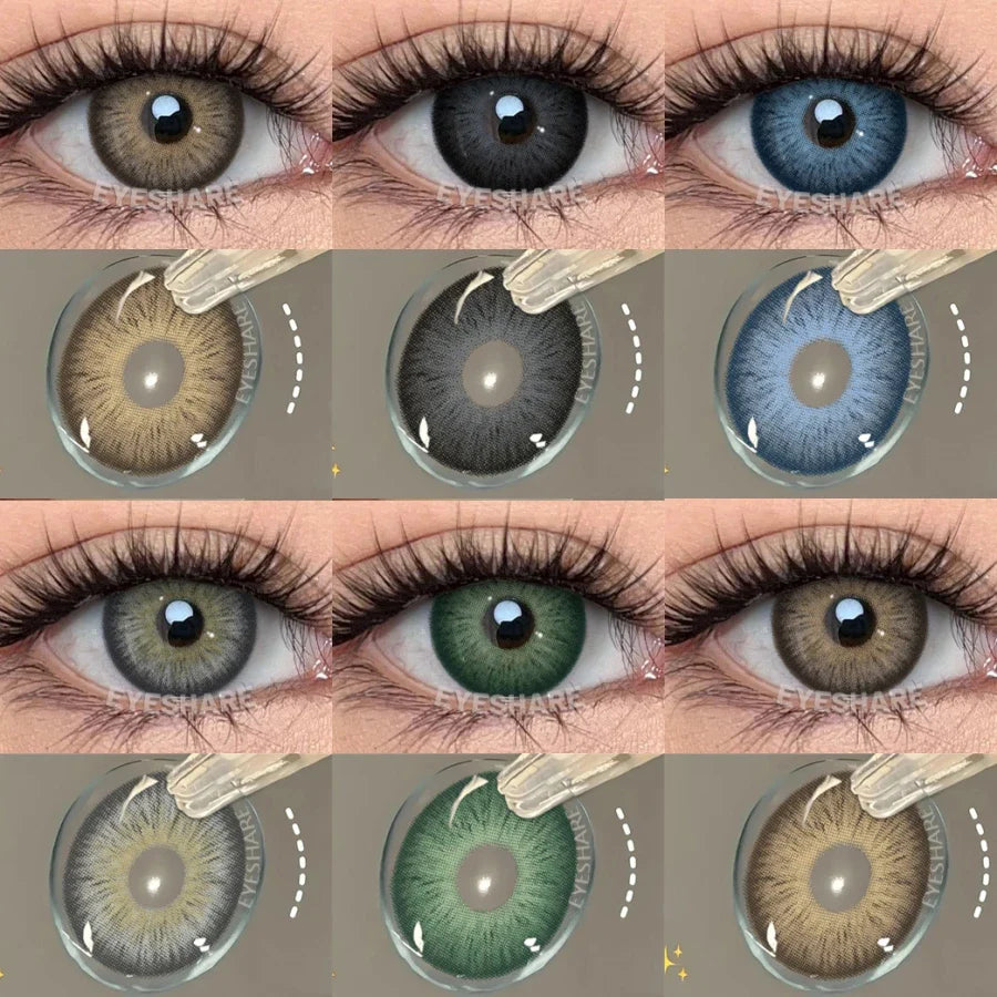 1pair/2pcs Blue Contact Lenses Color Contacts for Eyes Brown Eye Lenses Gray Lenses Yearly Cosmetic Makeup Eye Contacts