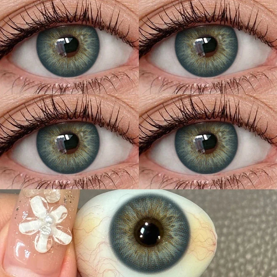 1 Pair Brown Colored Contact Lenses For Eyes Natural Gray Lenses Green Eyes Contact Makeup Beauty 14.20mm Yearly
