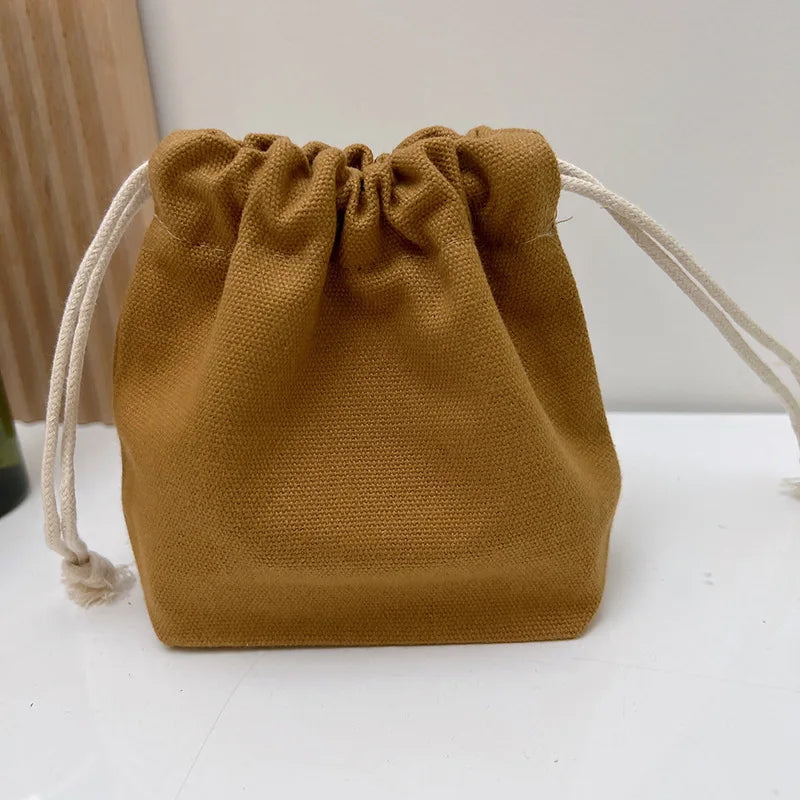 5Pcs Color Drawstring Pouches Portable Gift Blank Bags For DIY Cotton Hemp Bags Jewelry Display Packaging Storage