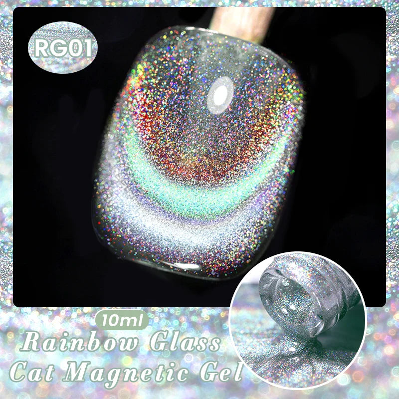 BORN PRETTY 10ml Black Glass Cat Magnetic Gel Nail Polish Ultra Shine Gold Silver Glitter Soak Off UV LED Gel Nail Art Varnish