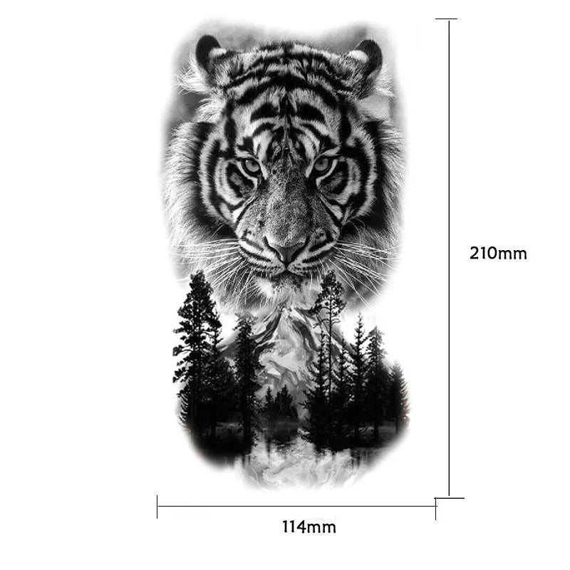 Waterproof Temporary Tattoo Sticker Lion Family Flash Tatto Tiger Wolf Moon Crown Flower Body Art Arm Fake Tatoo Men Women
