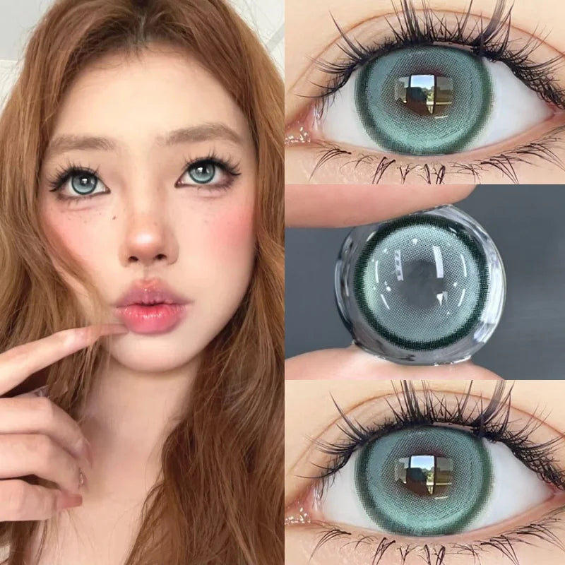 1 Pair Myopia Korean Lenses Natural Black Grey Contact Lenses Fashion Beauty Blue Pupils Cosmetics Hot Sellers Yearly