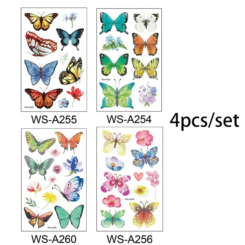 Butterfly Skin Tattoo Sticker False Tattoo Temporary Body Arm Face Makeup Tattoo Removable Butterfly Pattern Sticker for Childre