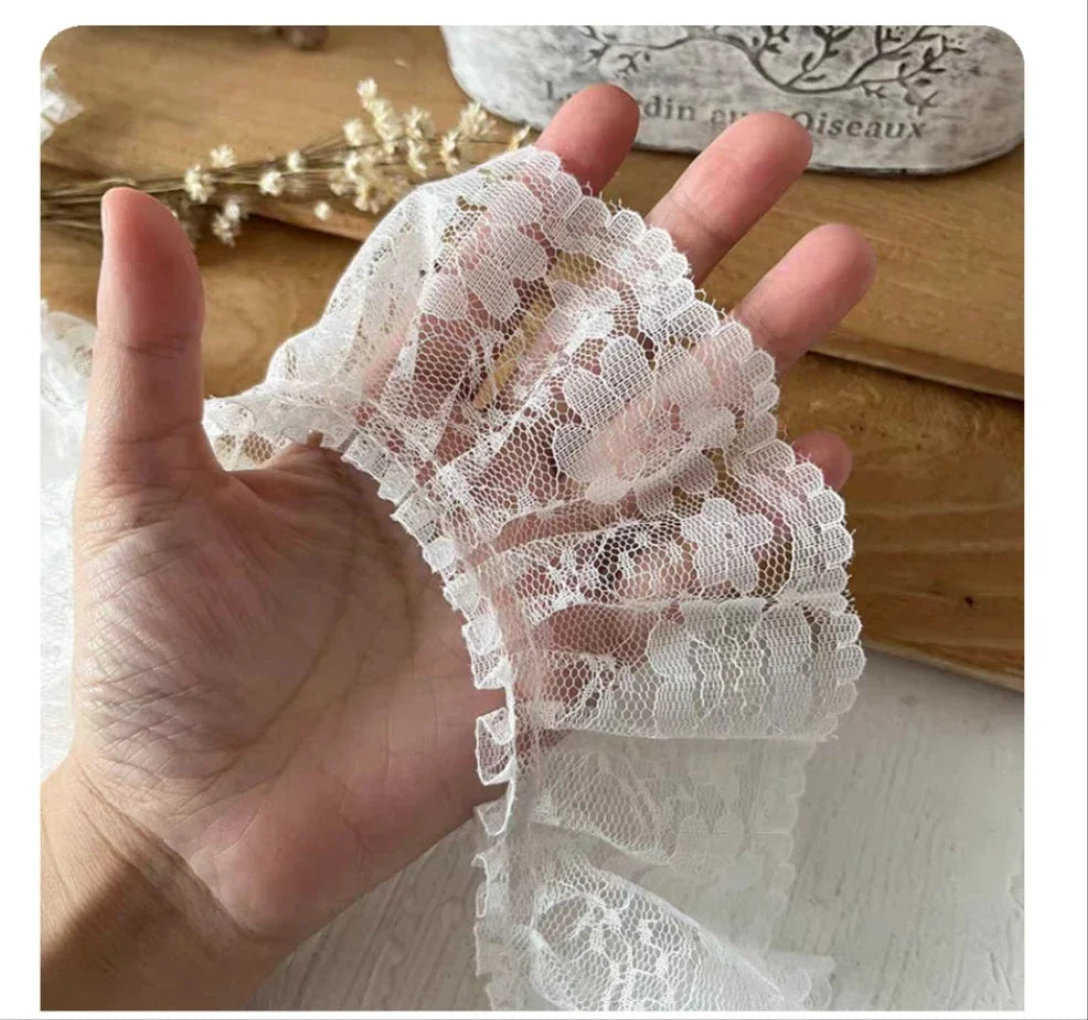 White Lace Lace Ribbons Accessories Lace Trim Handmade DIY Extended Clothes Pleated Sewing Decorative Fabric Skirt Hem Fabric