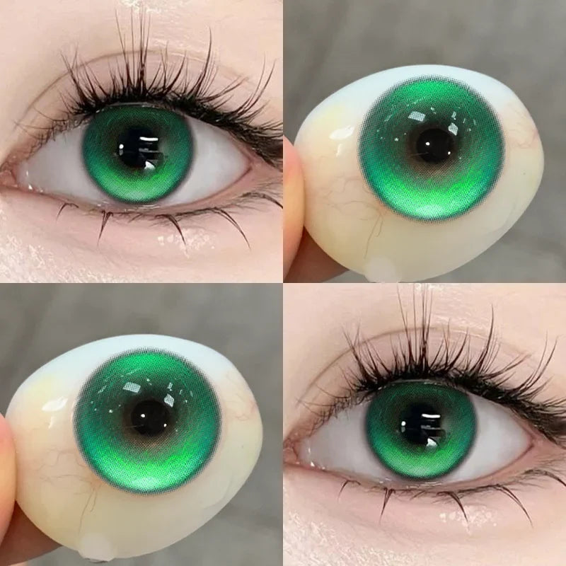 1 Pair Colored Contacts with Diopter Blue Green Red Pupils Beauty Korean Lenses Circle Brown Lenses Yearly New