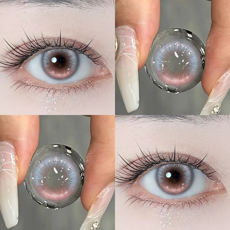 2PCS New Blue Prescription Contact Lenses with Diopters Fashion Pupils Cosmetics Eye Red Korean Lens High Quality Lenses
