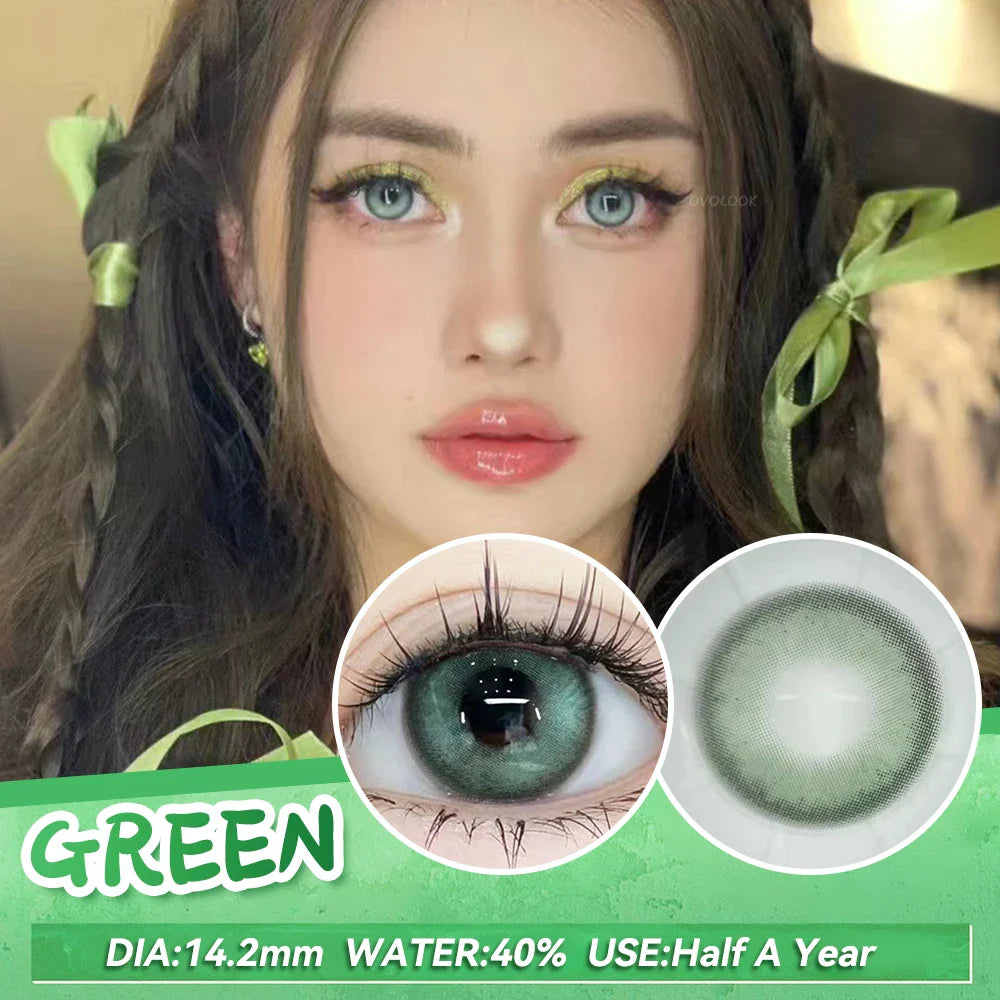 (2pcs)1Pair Myopia Color Contact Lenses for Eyes Fashion Prescription Lenses Beauty Pupils Blue Green Brown Grey Lenses