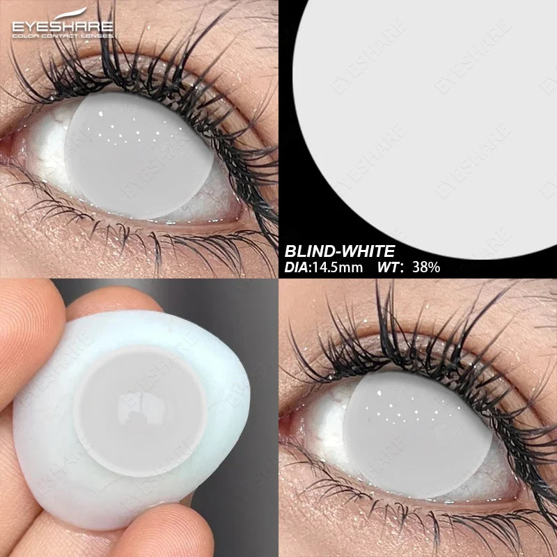 1 Pair Colored Contact Lenses for Eyes Cosplay White Lenses Black Eye Anime Lenses Halloween Cosmetic Cosplay Lenses