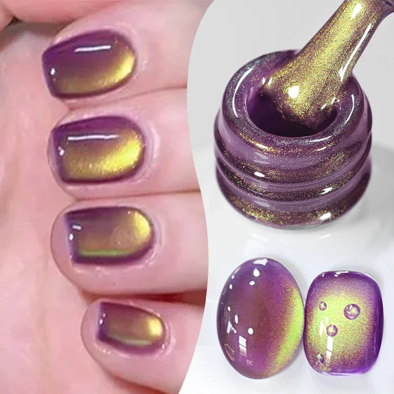 10ml Only Green Glass Bead Cat Magnetic Gel Nail Polish Guava Soda Grape Iced Crystal Salon Soak Off Gel Manicure