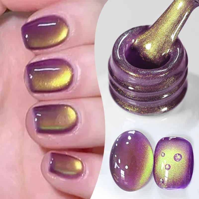 10ml Only Green Glass Bead Cat Magnetic Gel Nail Polish Guava Soda Grape Iced Crystal Salon Soak Off Gel Manicure