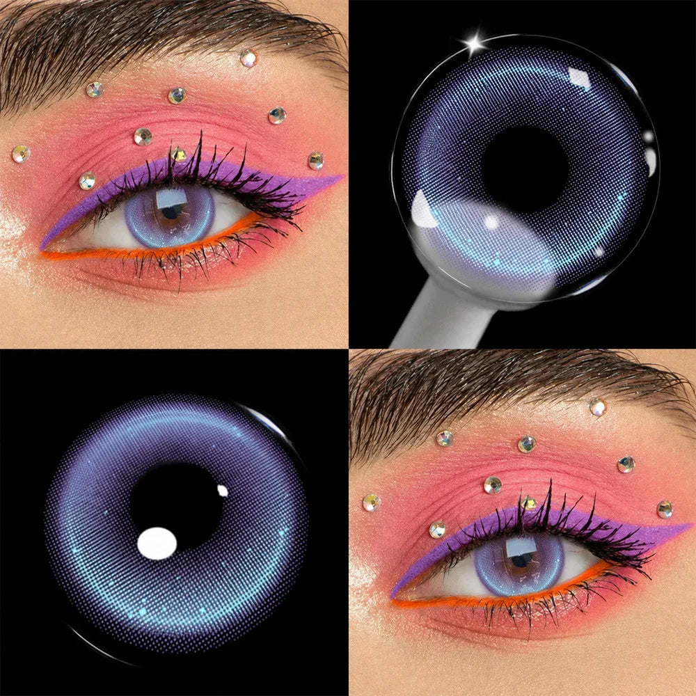 Eye Eyes Color Contacts Colored Contact Lenses Lens Small Pupil Fashion Parties Blue Red 2Pcs 6 Months Half Year Use