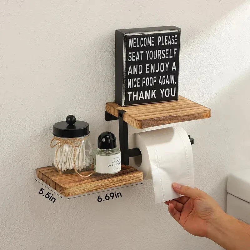 Wooden Paper Towel Holder Space Saving Countertop Organizer with Vertical Paper Storage Kitchen Bathroom Phone Roll Paper Rack