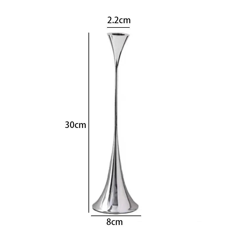 Silver Candlestick,Wedding Party Christmas Festival Dining Table Decor,Home Metal Candle Holder Photo Prop