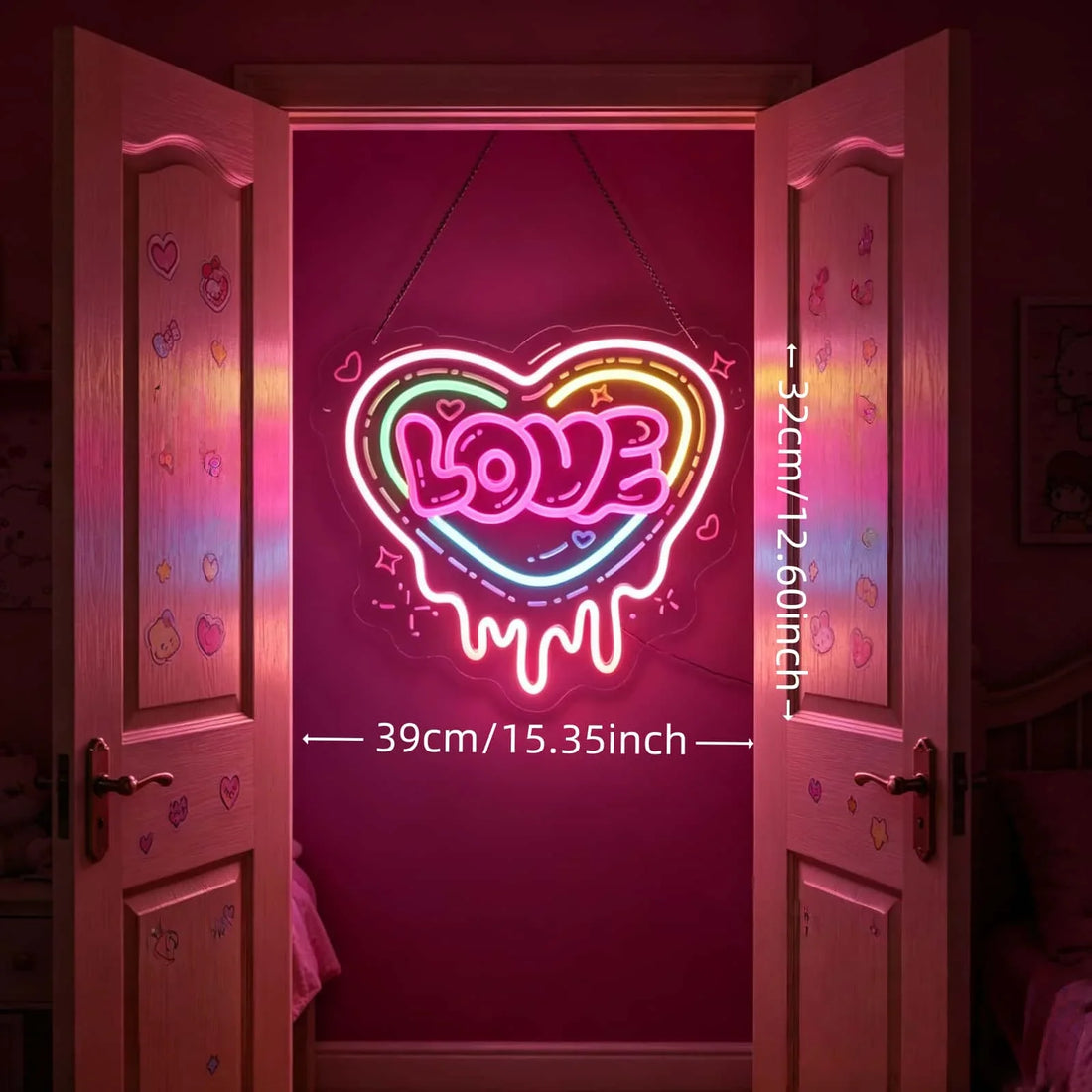 Melting Love Heart Neon Sign, Multicolor LED Neon Light for Wall Decor, Aesthetic Room Decor for Bedroom, Party Supplies