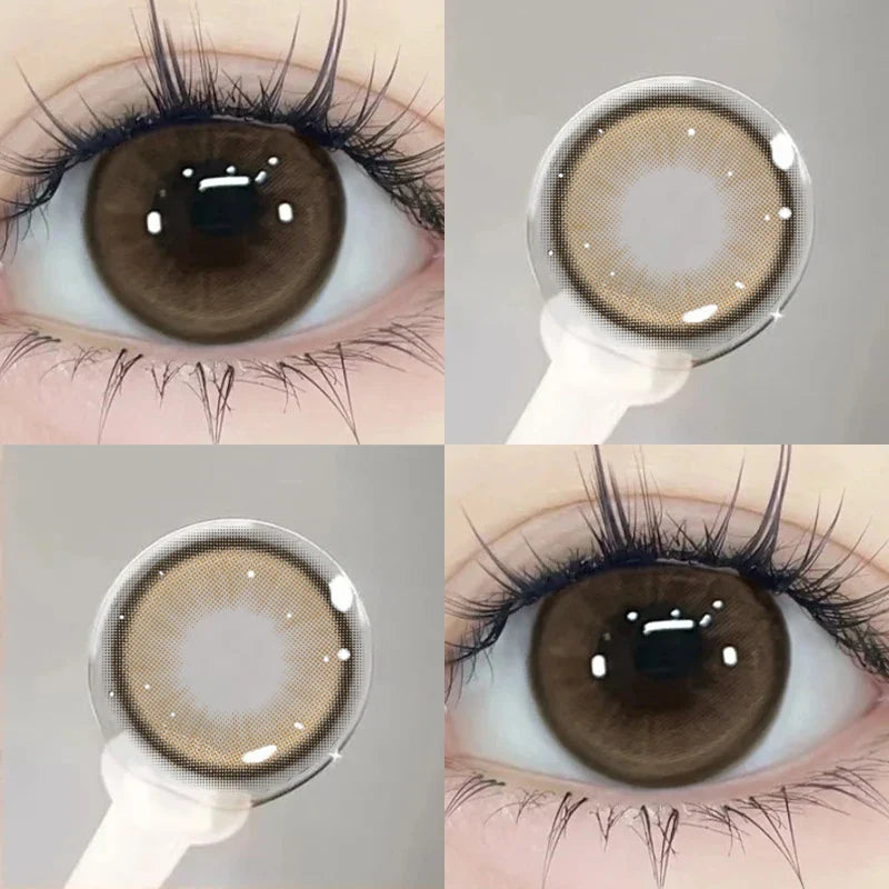 1pair Natural Myopia Lenses Korean Lenses Colored Contact Lenses with Prescription Brown Lenses Soft Grey Beauty Pupil