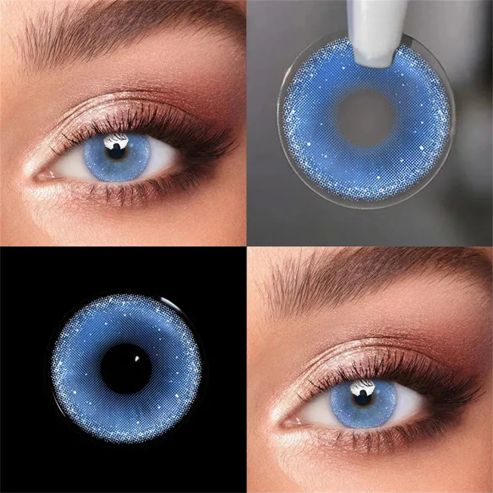 Eyes Color Contacts Colored Contact Lenses Lens Small Pupil Cosmetic Cosplay Blue 2Pcs 12 Months 1 Year Yearly Use