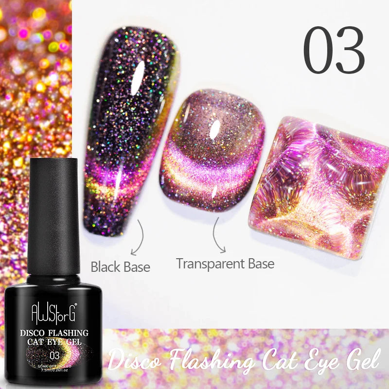 7.5ml Golden Gradient Cat Eye Nail Polish Gel Phototherapeutic Gel Soak Off Nail Magnetic Gel Polish Nail Art DlY