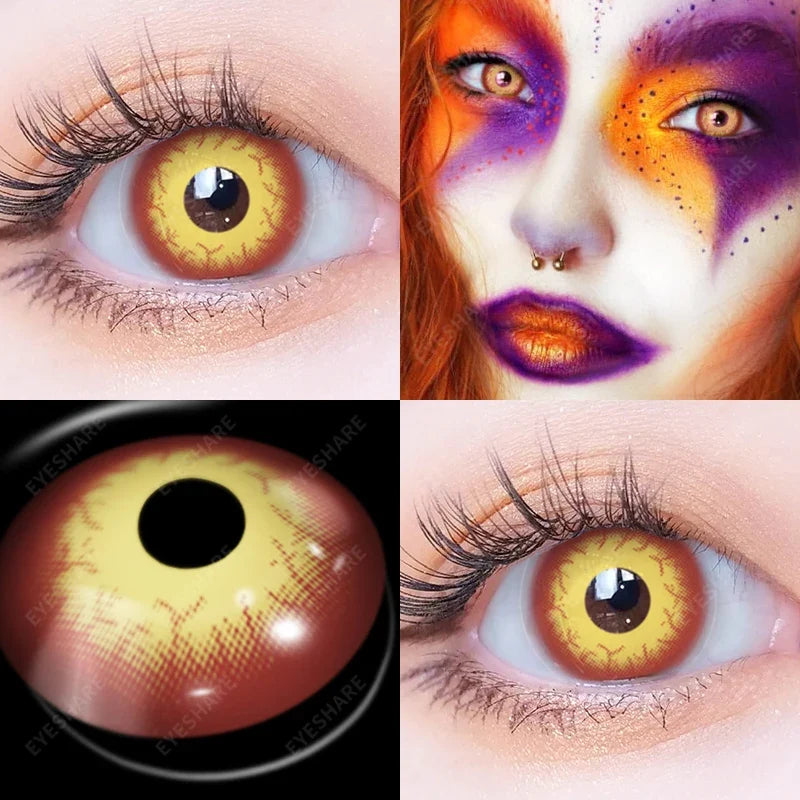 1 Pair(2pcs) Cosplay Color Contact Lenses for Eyes Yellow Contact Lenses Cosplay Anime Color Lens Eyes