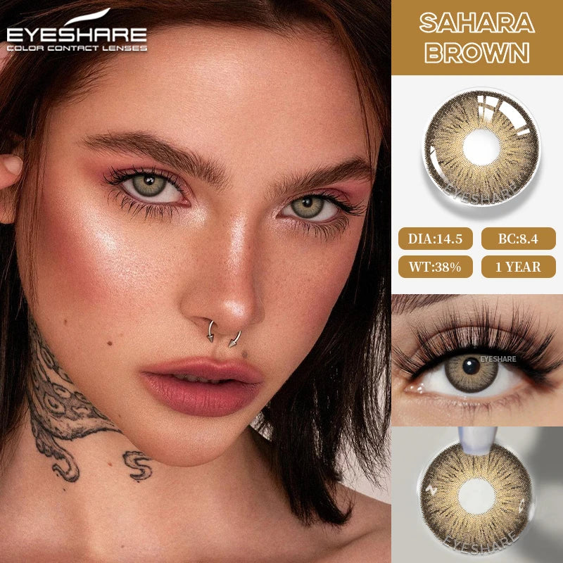 1Pair Fashion Blue Green Colored Contact Lenses Gray Brown Beautiful Pupils Cosmetic Black Eyes Lens Yearly EyeContacts