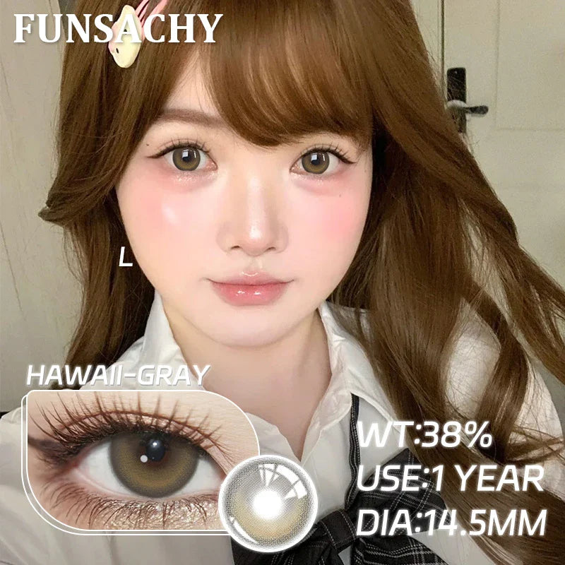 1Pair Natural Brown Contact Lenses for Eyes Colored Lenses Gray Pupils Big Eye Lenses Fashion Beauty Contacts Yearly