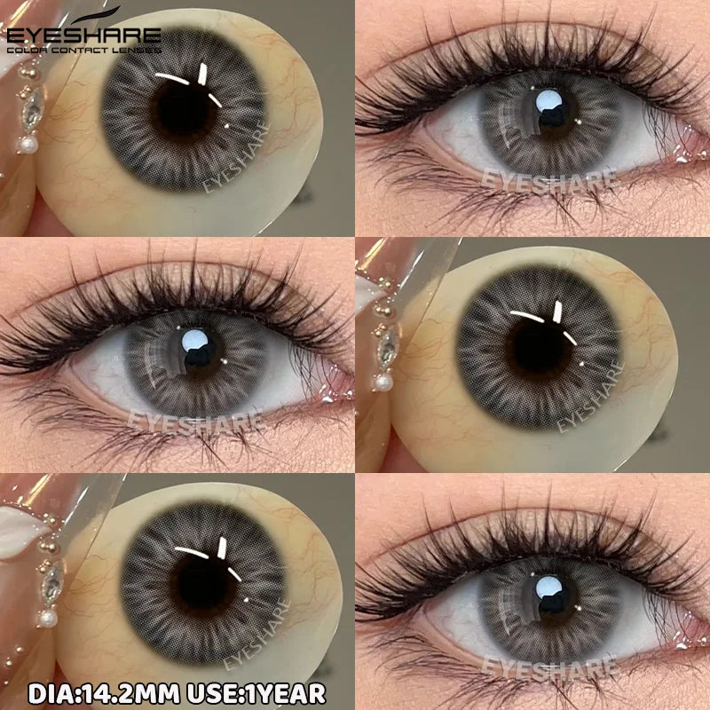 1pair/2pcs Blue Contact Lenses Color Contacts for Eyes Brown Eye Lenses Gray Lenses Yearly Cosmetic Makeup Eye Contacts