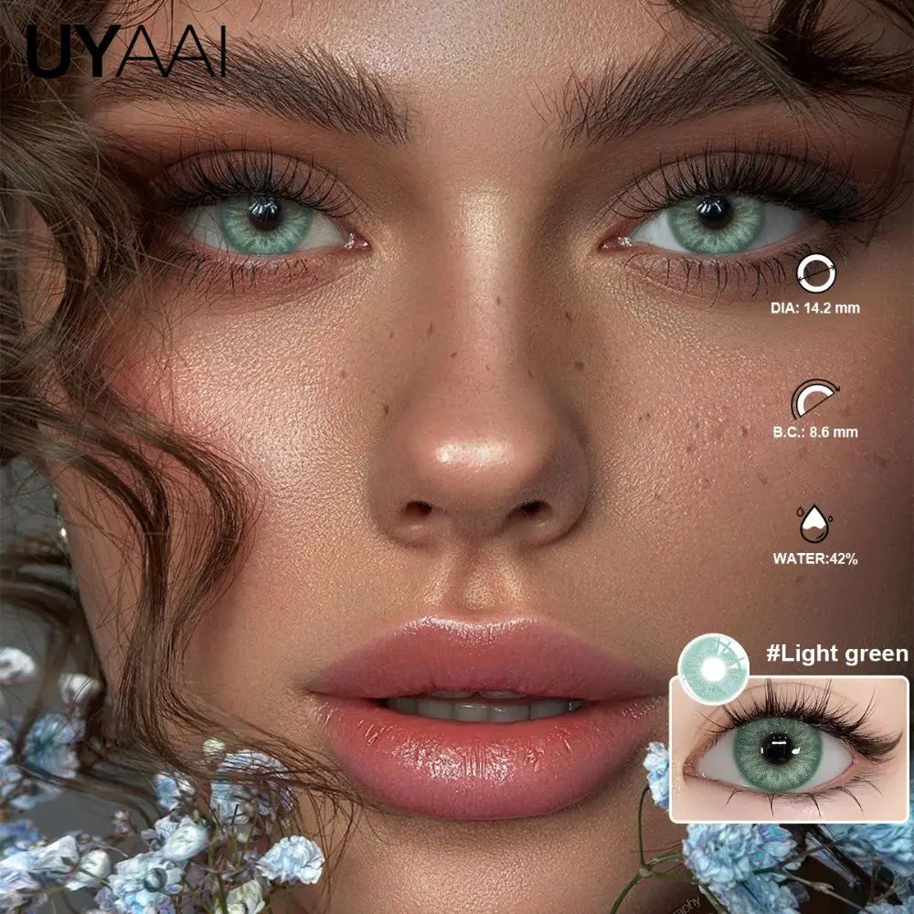 Natural Halo Shimmer Contact Lenses - Gray Brown Green Blue, Brighten Eye Look for Dating, Gathering & Daily Makeup