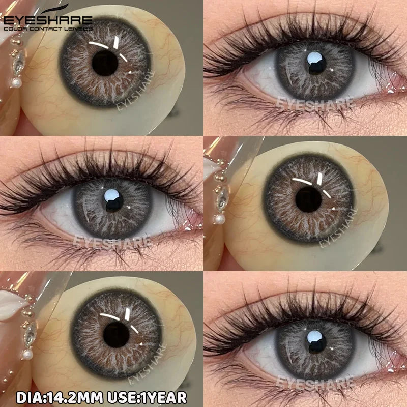 1pair/2pcs Blue Contact Lenses Color Contacts for Eyes Brown Eye Lenses Gray Lenses Yearly Cosmetic Makeup Eye Contacts