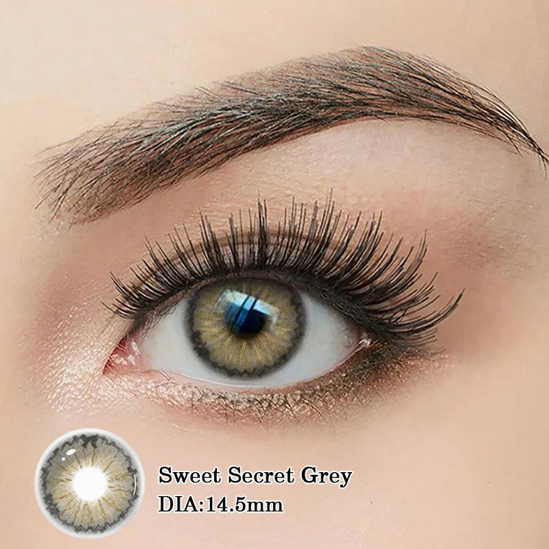 1pair New Colored Contact Lenses with Degree Blue Fashion Green Iris Series Lenses Yearly urban Gray  Make Up Yearly