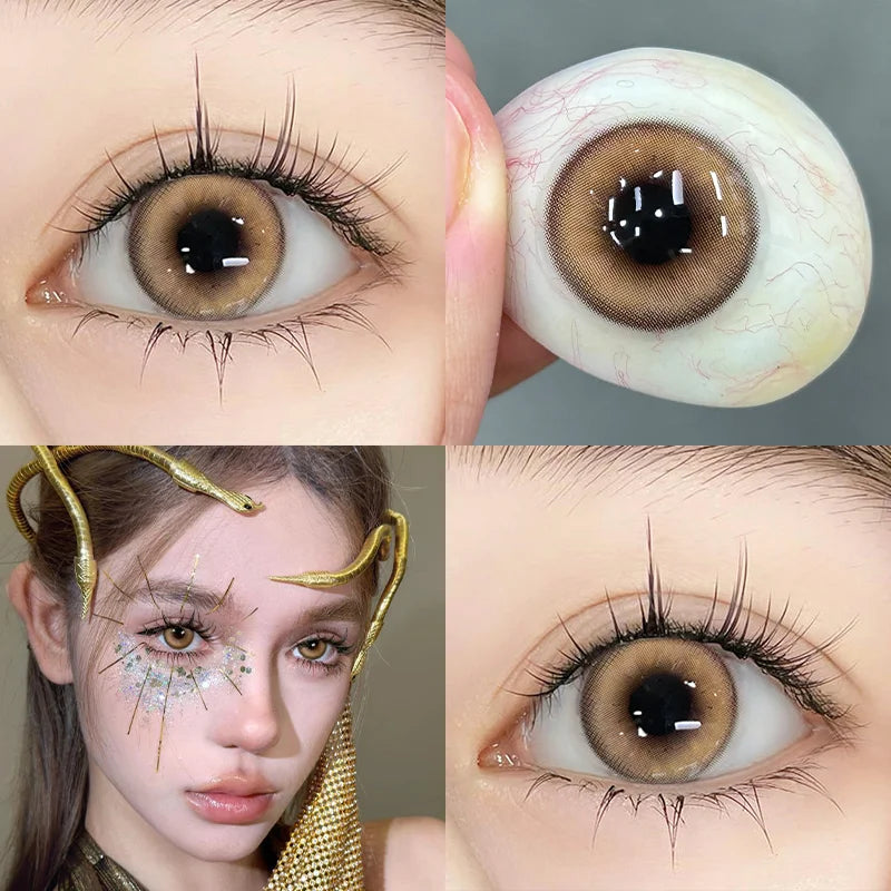 1 Pair Brown Color Contact Lenses for Eyes with Diopters Myopia Lenses Blue Korean Natural Lenses High Quality Lenses