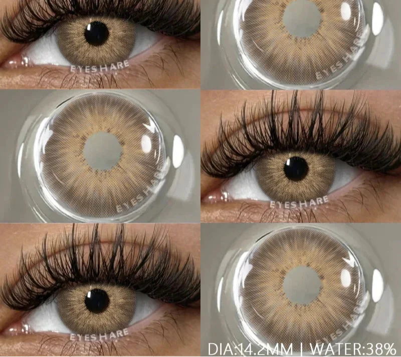 1 Pair Natural Colored Contact Lenses with Prescription Myopia Lenses Green Contacts Fashion Brown Lenses Gray Pupils