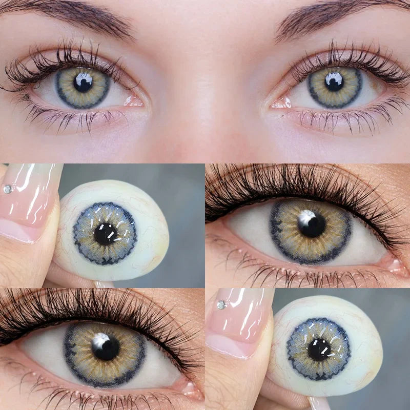 2PCS 1Year Contact Lenses for Eyes Natural Beauty Pupils Eyes Lenses Korean Brown Contacts Fashion Green Pupil Lenses