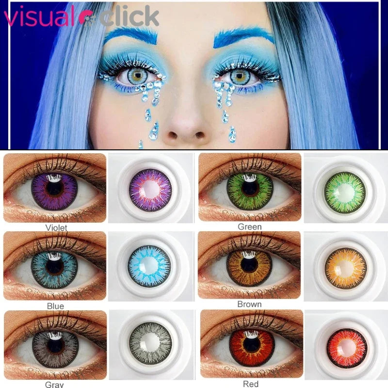 1Pair(2pcs) Contact Lenses For Eyes Cosplay Halloween Colored Contacts Lens Hazel Color Eye Contacts With Color Lenses Grey Blue